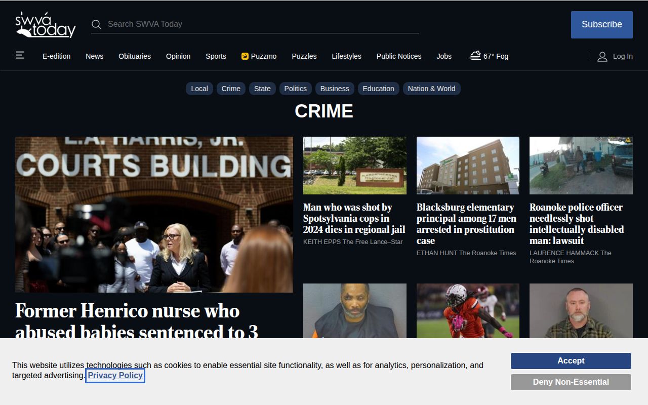 Wythe County crime news section used for reporting and court coverage